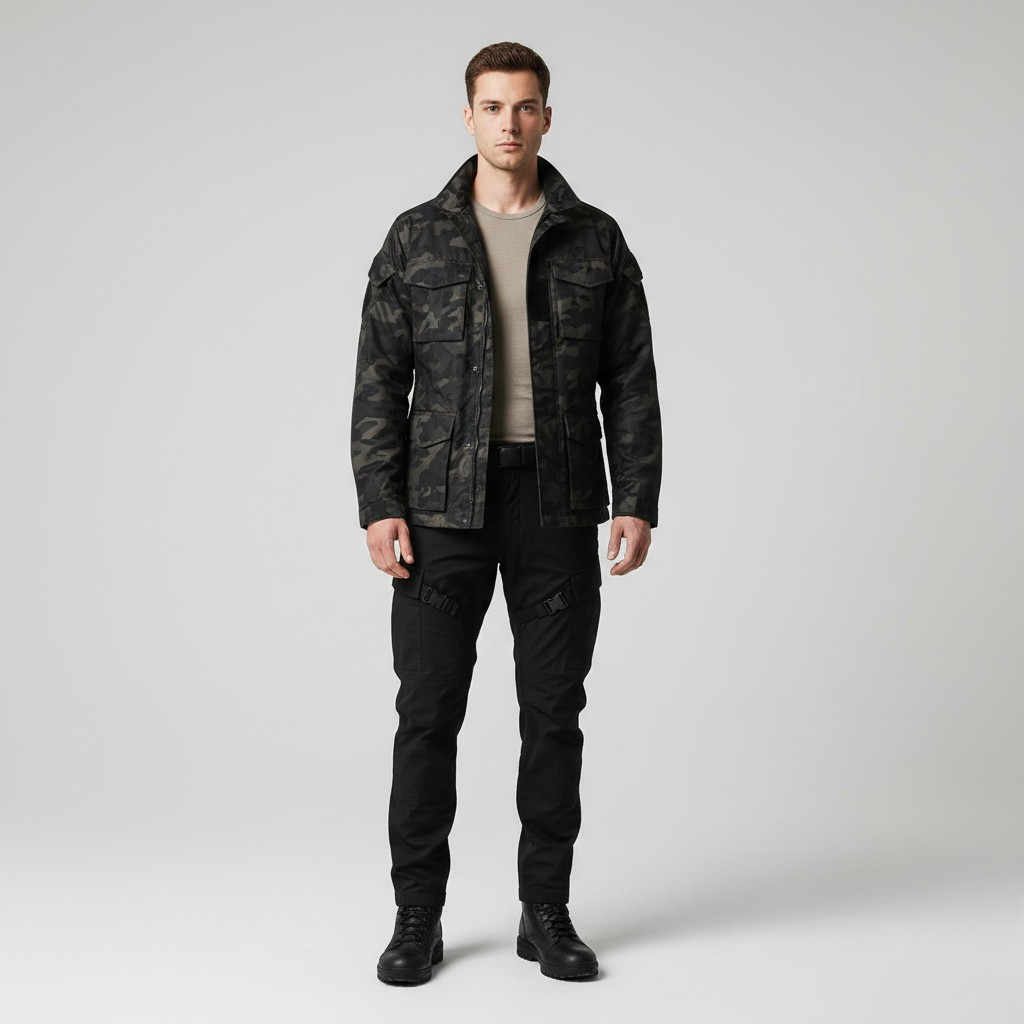 Veste à motif camouflage style utilitaire pour homme