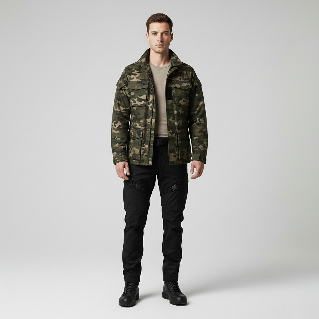 Veste à motif camouflage style utilitaire pour homme