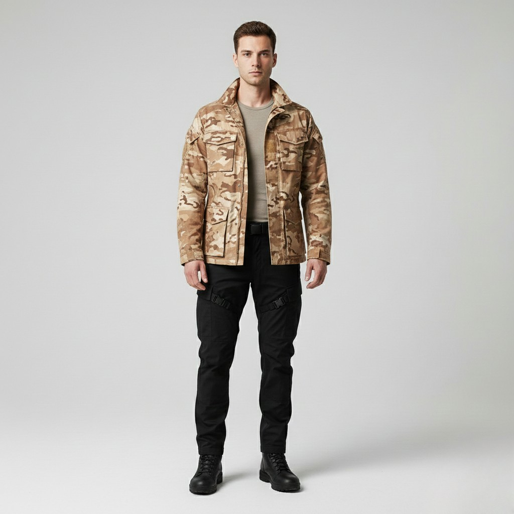 Veste à motif camouflage style utilitaire pour homme