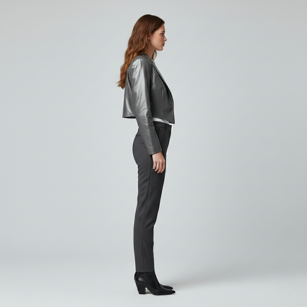 Blazer à finition brillante à coupe courte pour femme
