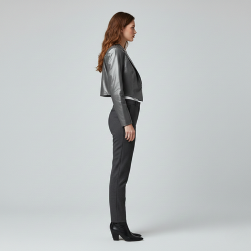 Blazer à finition brillante à coupe courte pour femme