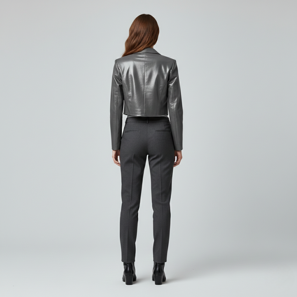 Blazer à finition brillante à coupe courte pour femme