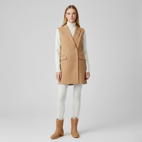Gilet à boutonnage croisé sans manches pour femme