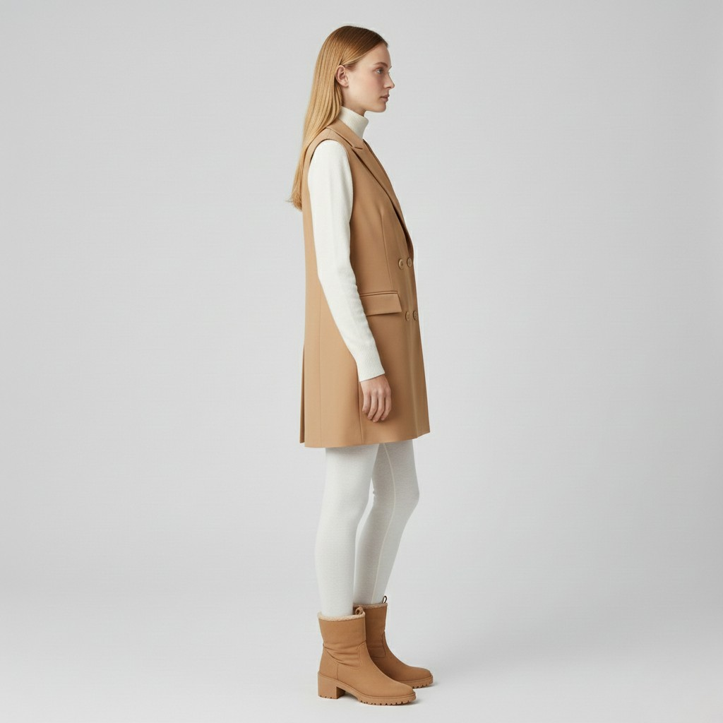 Gilet à boutonnage croisé sans manches pour femme