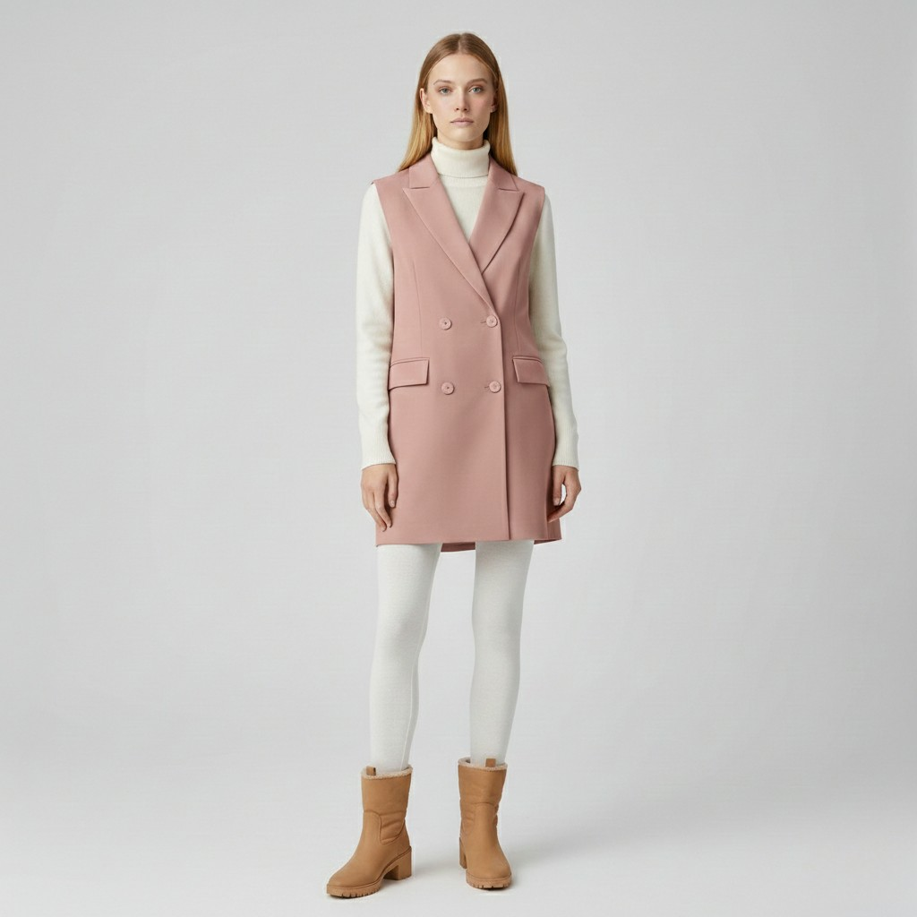 Gilet à boutonnage croisé sans manches pour femme