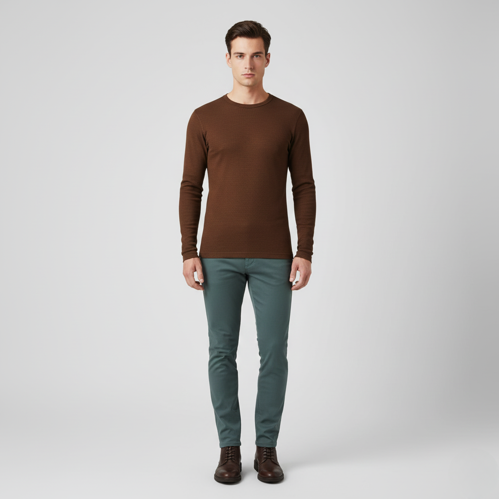Pull à manches longues à texture apparente pour homme