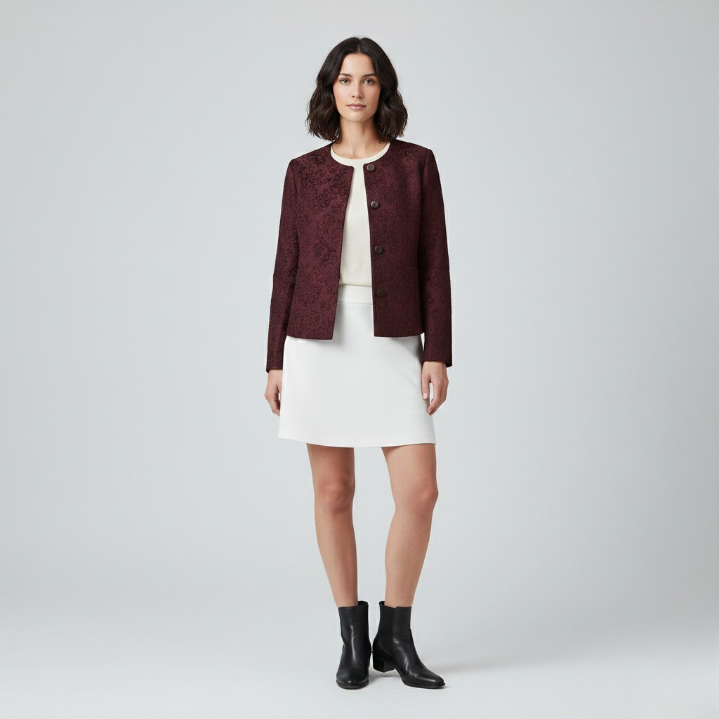 Veste à coupe courte à texture apparente pour femme