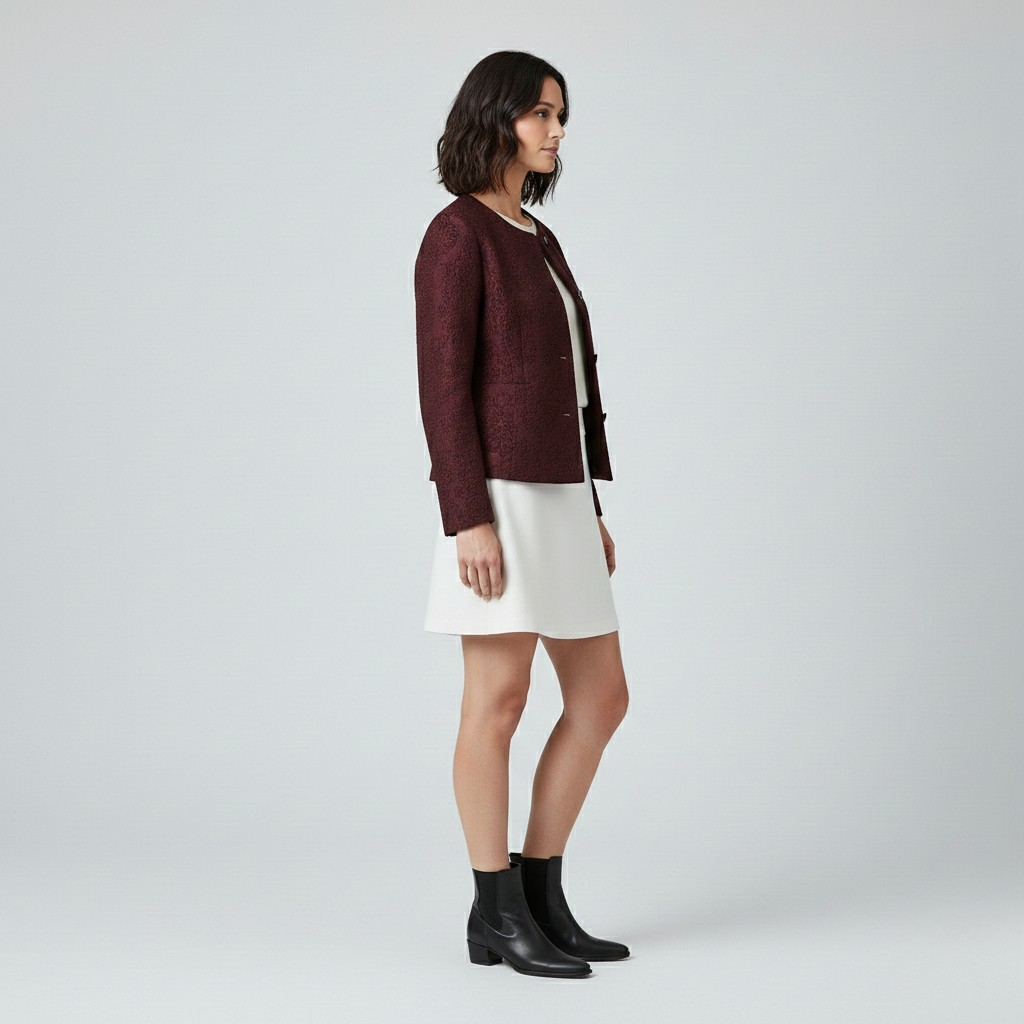 Veste à coupe courte à texture apparente pour femme