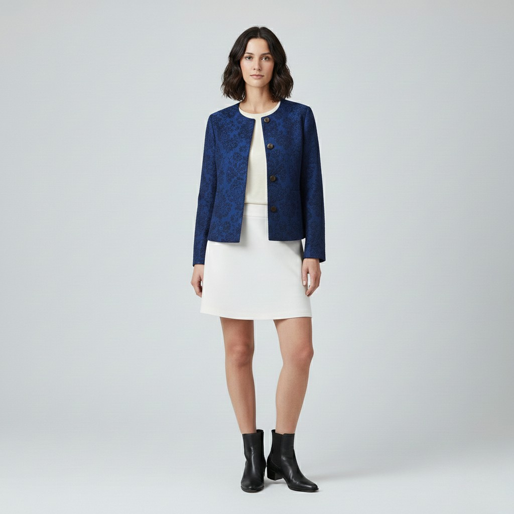 Veste à coupe courte à texture apparente pour femme