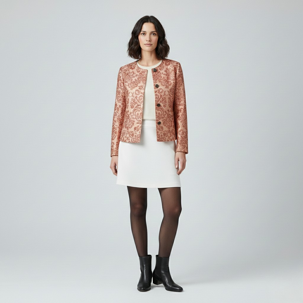 Veste à coupe courte à texture apparente pour femme