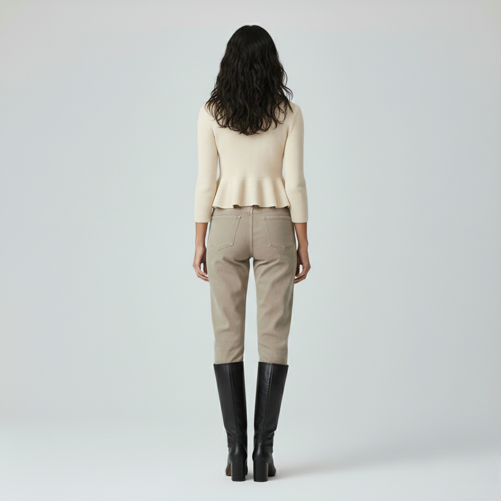 Pull à côtes à basque pour femme
