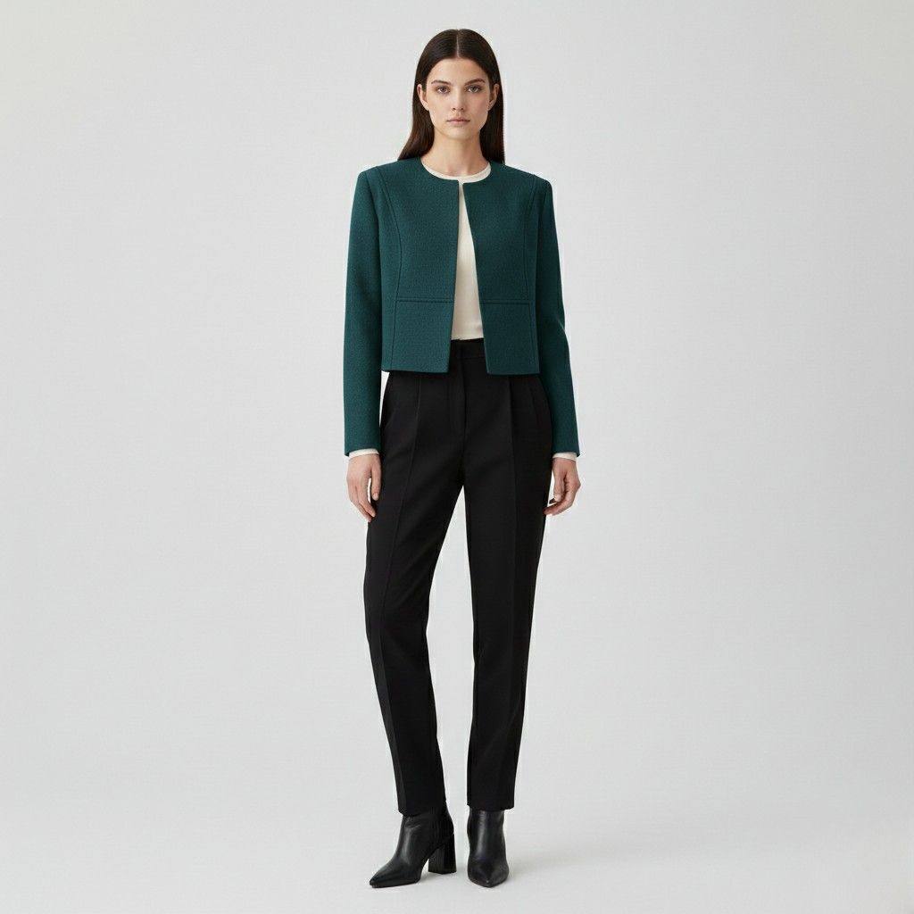 Veste à coupe courte à coupe tailleur pour femme