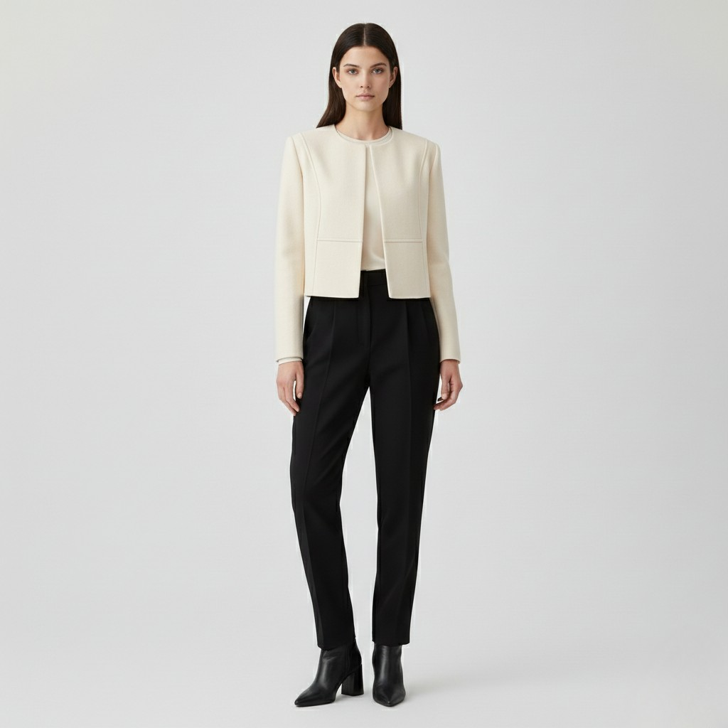 Veste à coupe courte à coupe tailleur pour femme