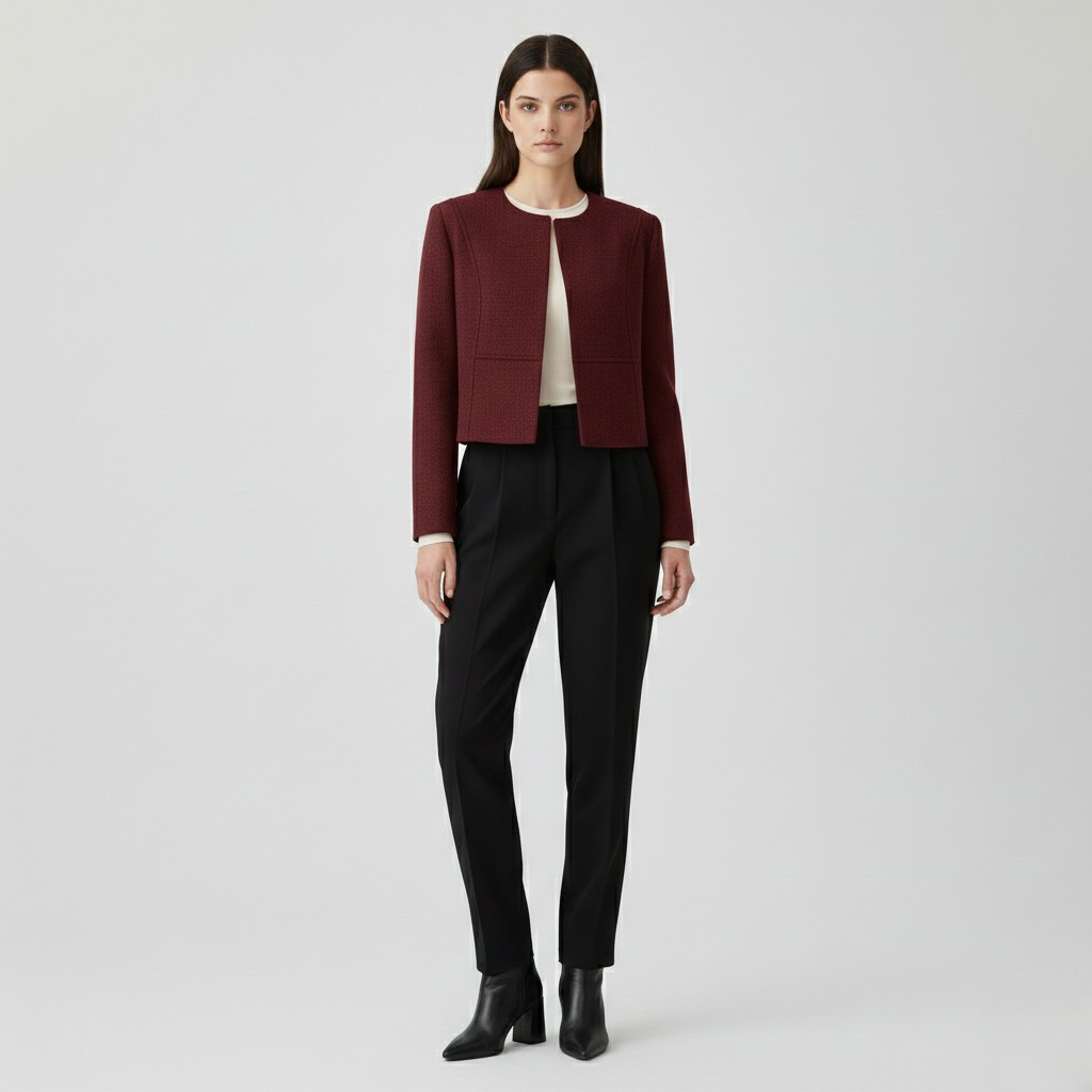 Veste à coupe courte à coupe tailleur pour femme