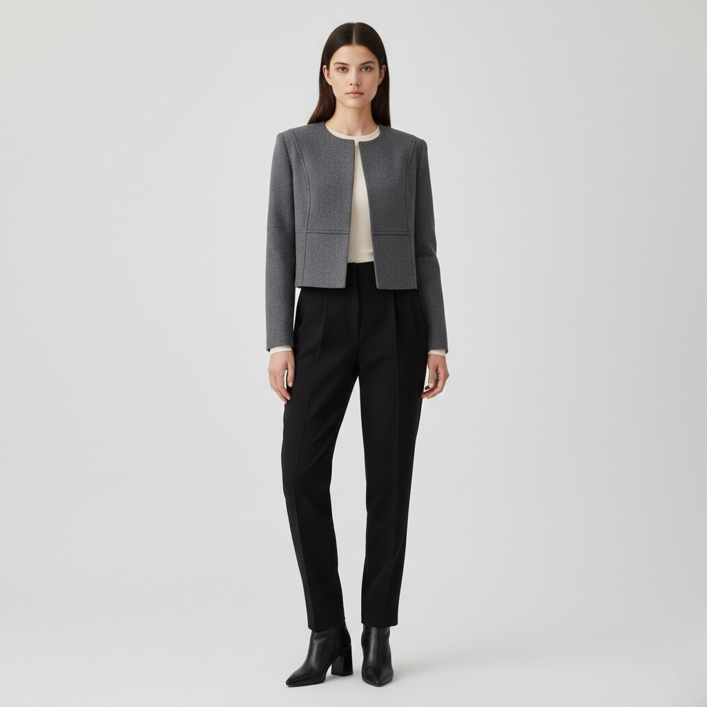 Veste à coupe courte à coupe tailleur pour femme