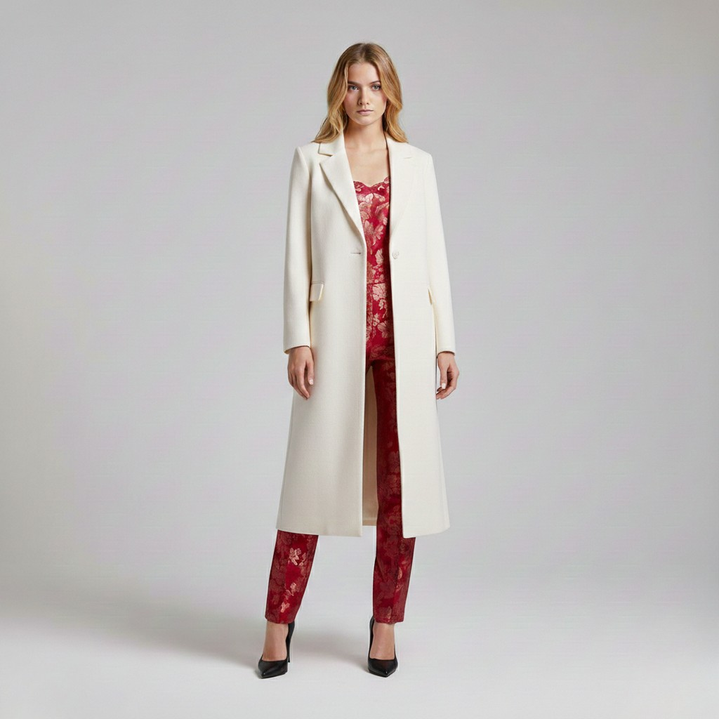 Manteau à coupe longue à coupe tailleur pour femme