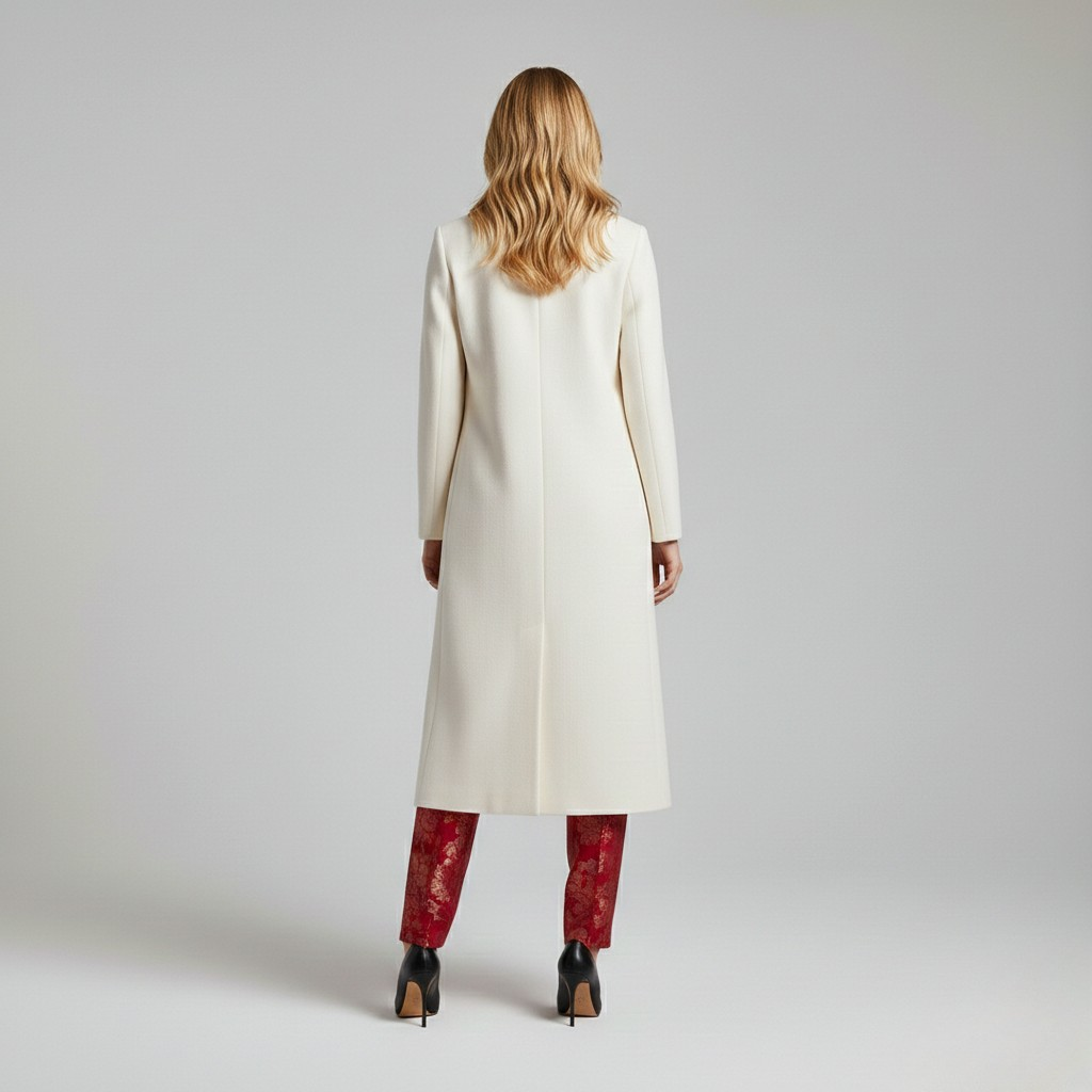 Manteau à coupe longue à coupe tailleur pour femme