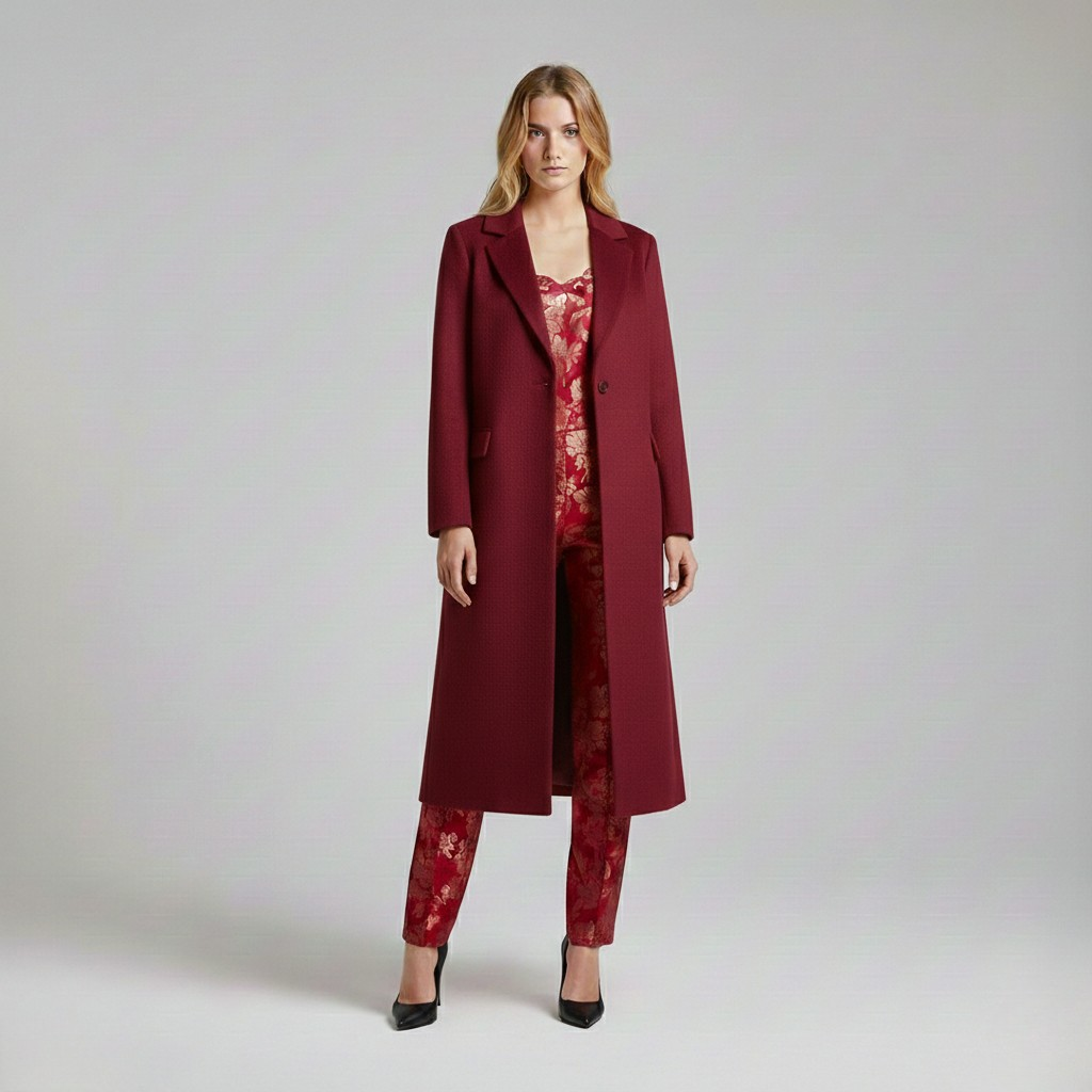 Manteau à coupe longue à coupe tailleur pour femme