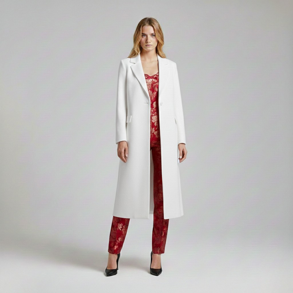 Manteau à coupe longue à coupe tailleur pour femme