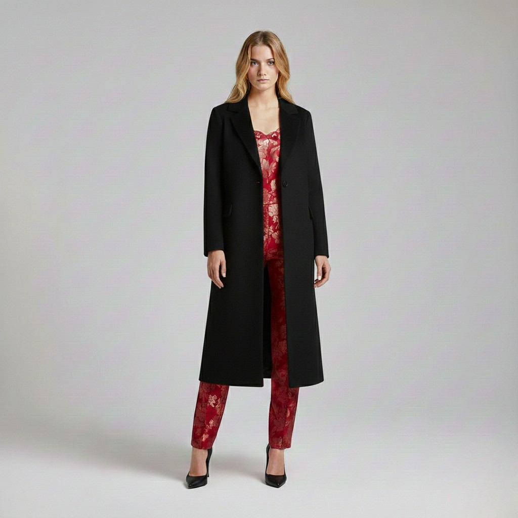 Manteau à coupe longue à coupe tailleur pour femme
