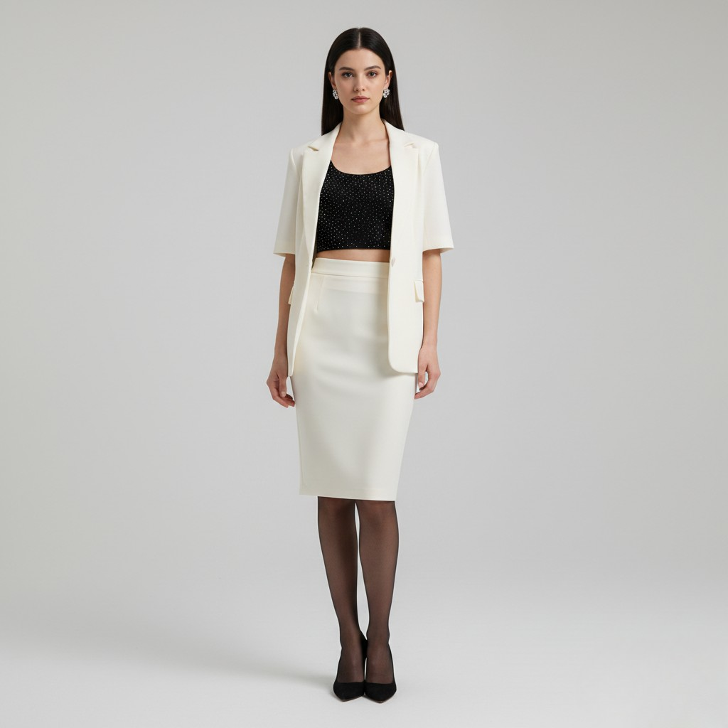 Ensemble à manches courtes à coupe tailleur pour femme