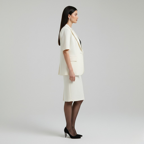 Ensemble à manches courtes à coupe tailleur pour femme