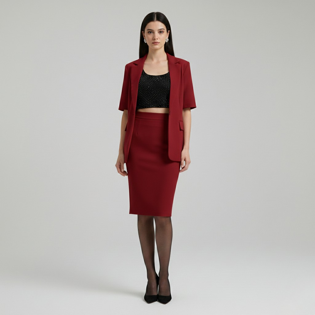 Ensemble à manches courtes à coupe tailleur pour femme