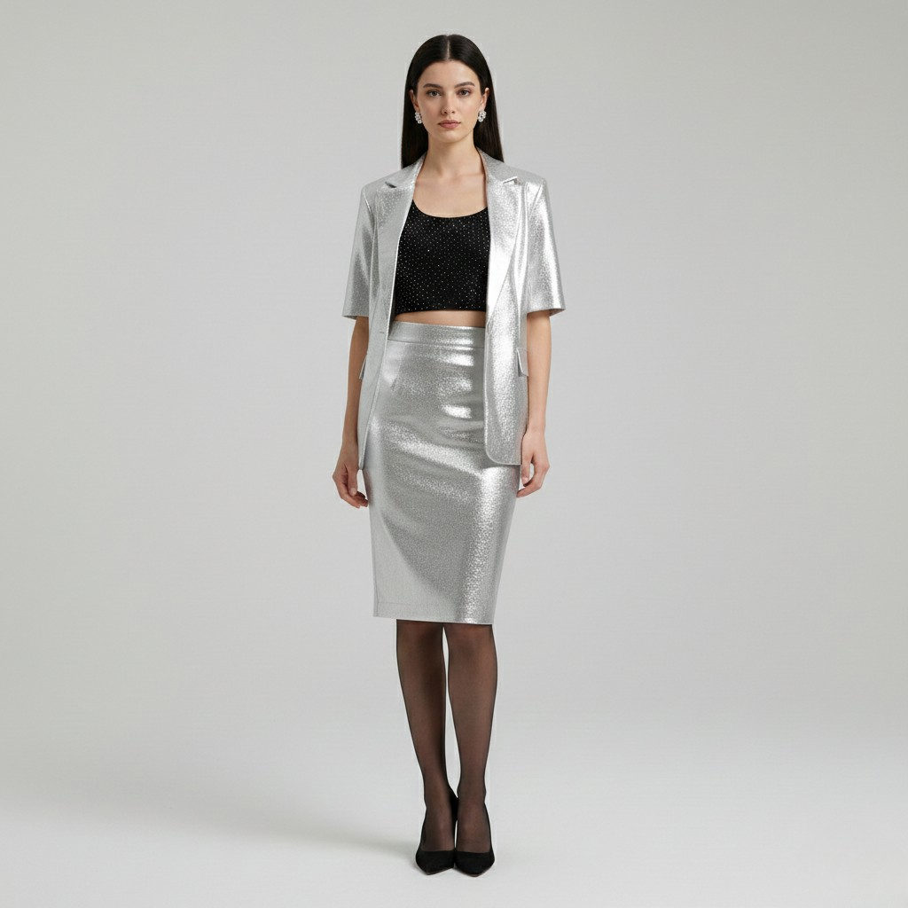 Ensemble à manches courtes à coupe tailleur pour femme