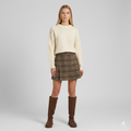 Ensemble à maille torsadée à carreaux pour femme