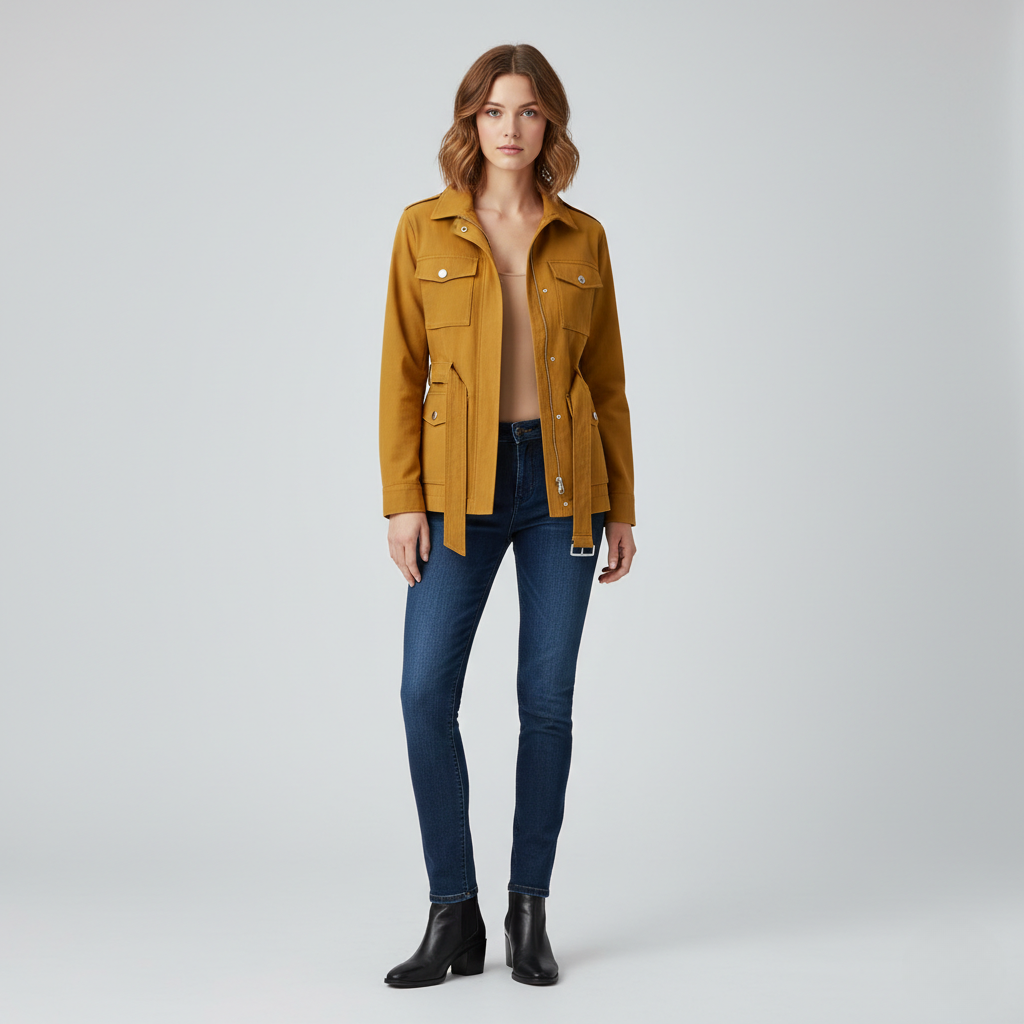 Veste avec ceinture style utilitaire pour femme