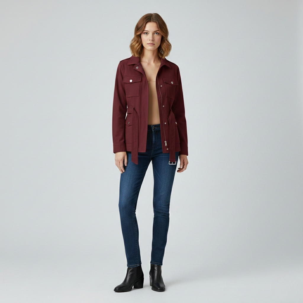 Veste avec ceinture style utilitaire pour femme