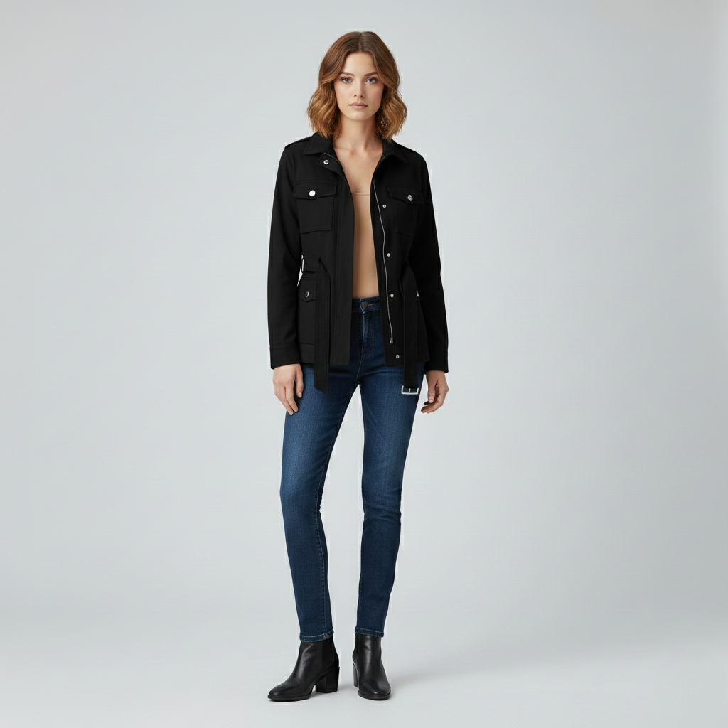 Veste avec ceinture style utilitaire pour femme
