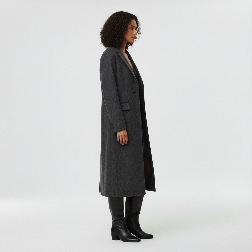 Manteau à coupe longue à coupe tailleur pour femme