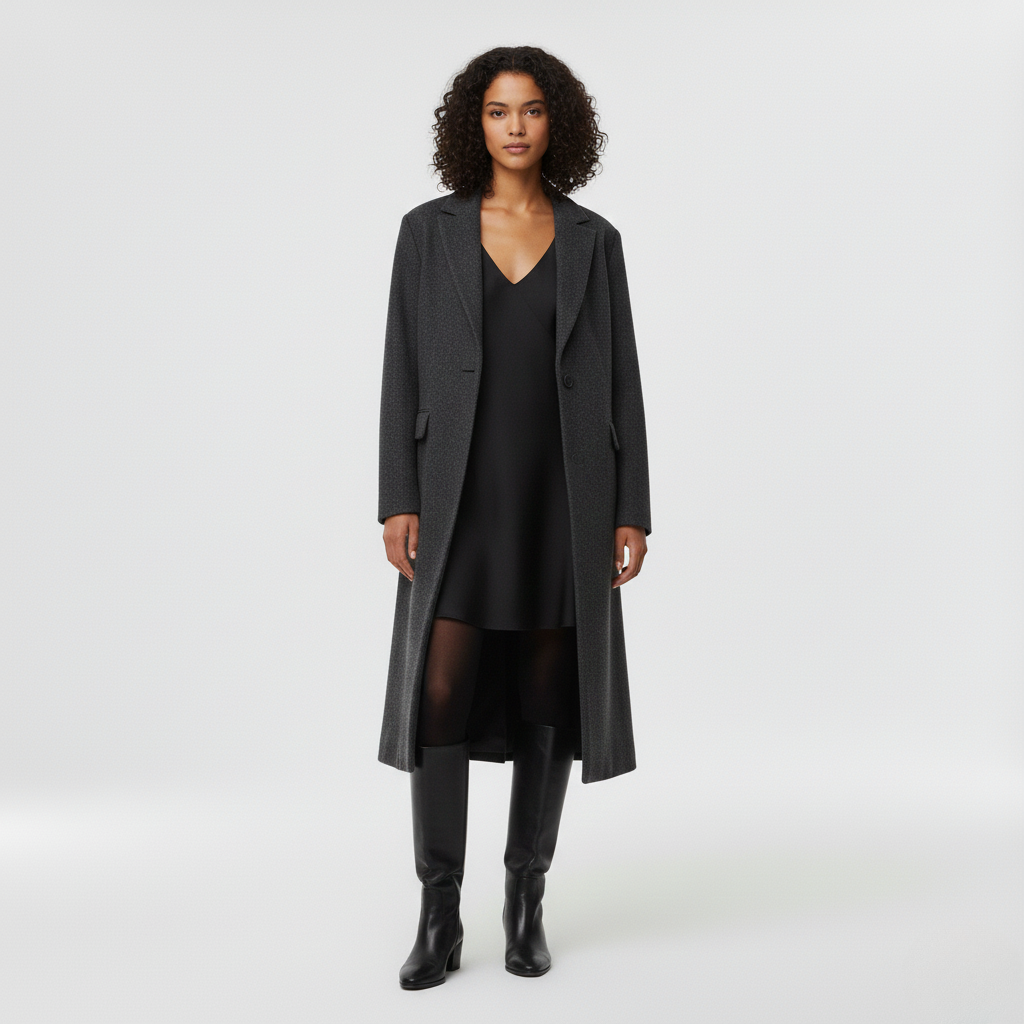 Manteau à coupe longue à coupe tailleur pour femme